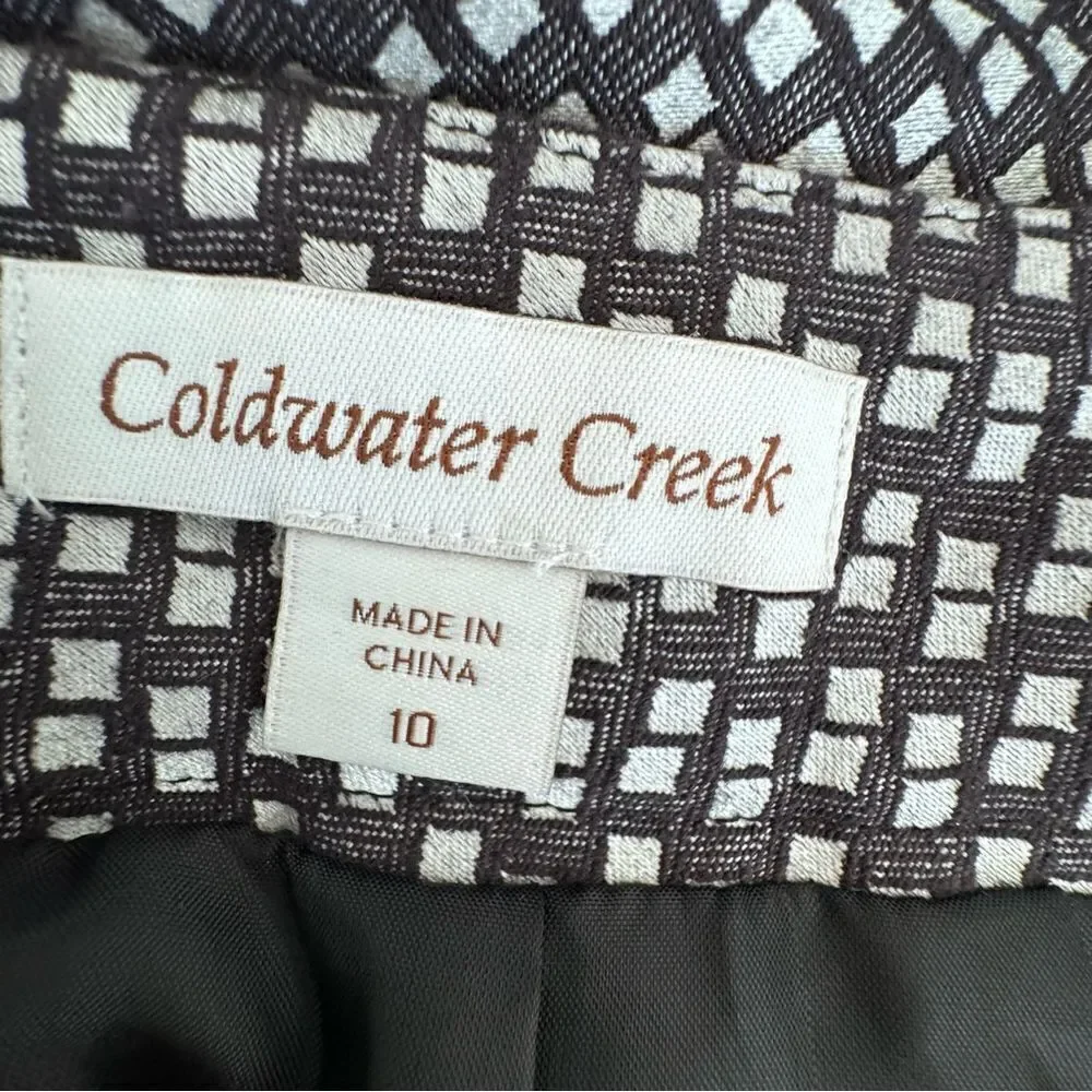 Coldwater Creek Skirt Dressy Black White Geometric A Line SZ 10 NWT